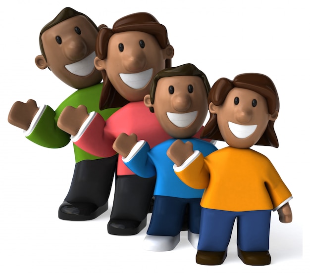 Familia feliz - Ilustración 3D
