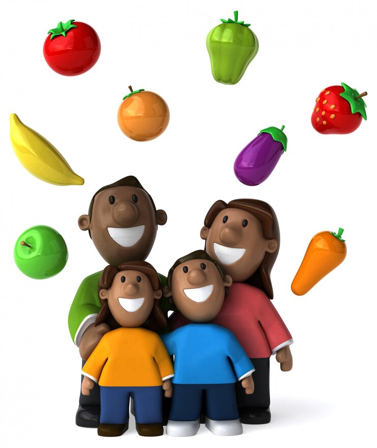 Foto familia feliz - ilustración 3d