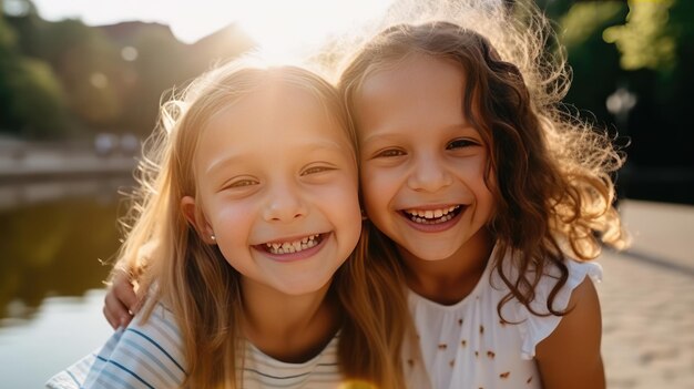 Foto familia feliz y niños sonrientes y alegres