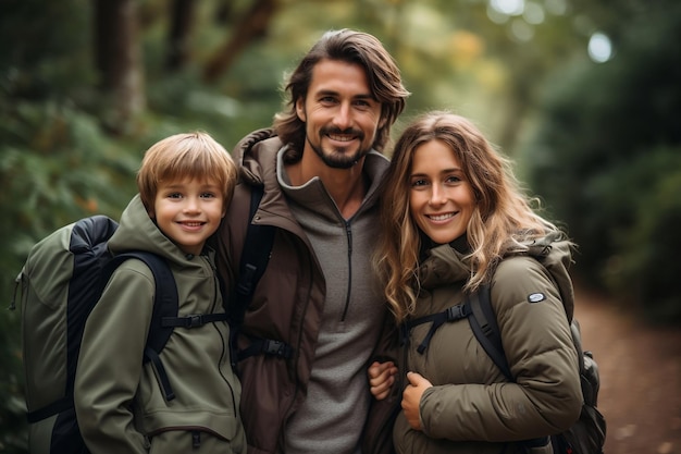 Una familia feliz de padres solteros sonriendo juntos