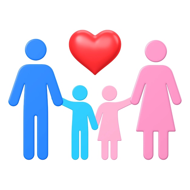 Família feliz png 3D amor remix fundo transparente