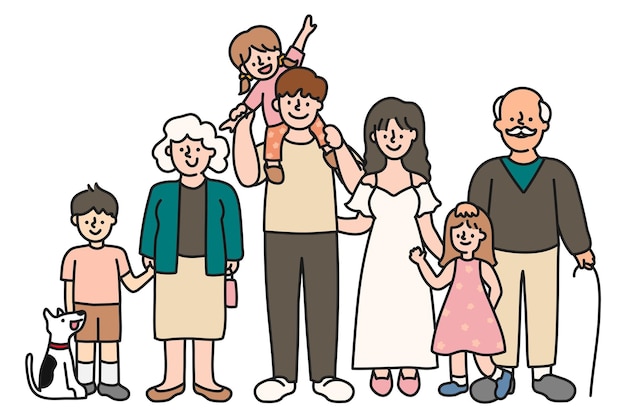 Família grande adesivo png parentes fundo transparente