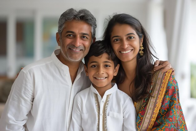 Foto una familia india feliz junta