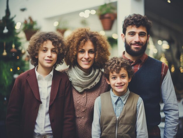 Foto la familia interracial disfruta celebrando juntos la nochebuena