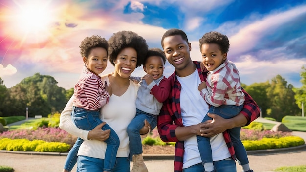 Família jovem e feliz