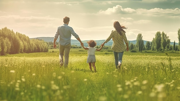 Familia joven en la naturaleza