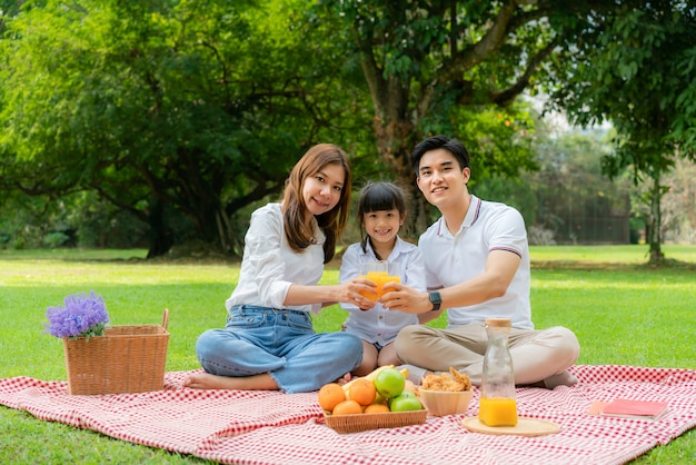 Familia joven en un picnic en el parque