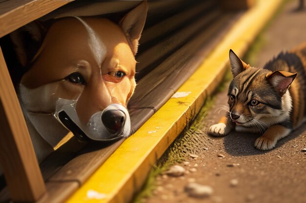 Familia linda mascota perro y dueño niño divirtiéndose juntos fondo de pantalla ilustración de fondo