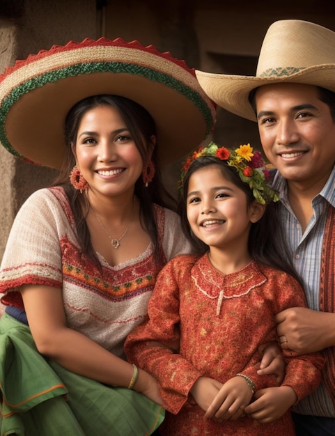 La familia mexicana celebra el día feliz