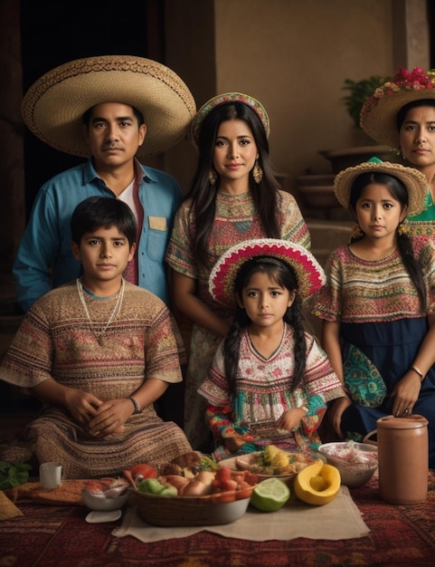 Foto la familia mexicana celebra el día feliz