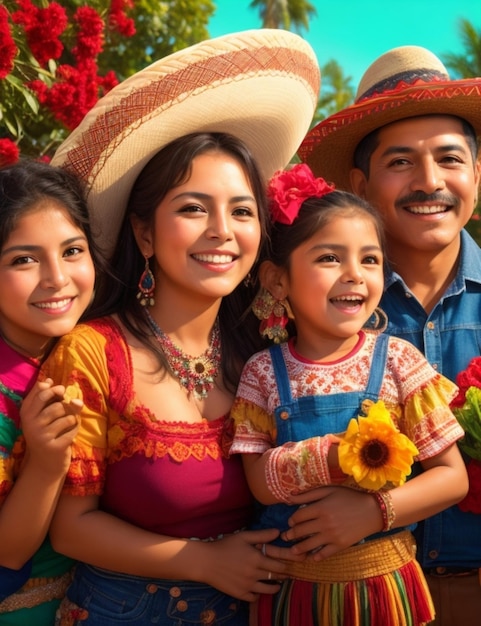 una familia mexicana feliz