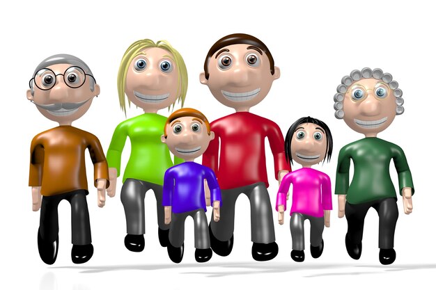 família multigeracional 3D