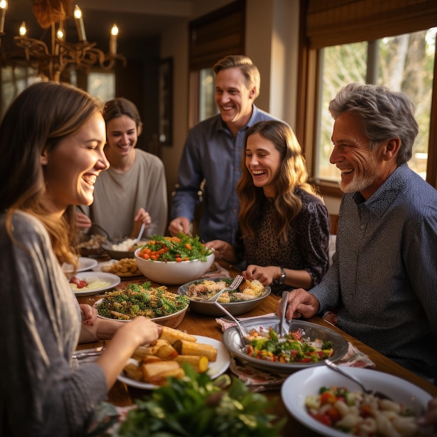 Foto família multigeracional desfrutando de um jantar