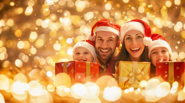 Foto família natal férias de geração e pessoas conceito família feliz em chapéus ajudante de papai noel com