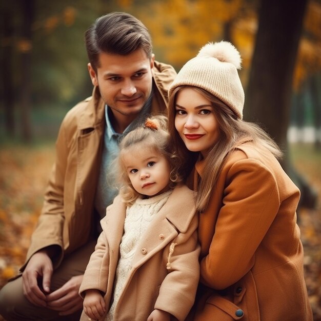 Una familia con un niño en un parque.