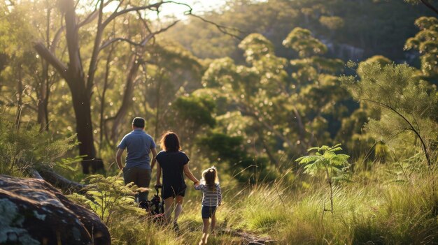 familia con niños en un paseo por la naturaleza