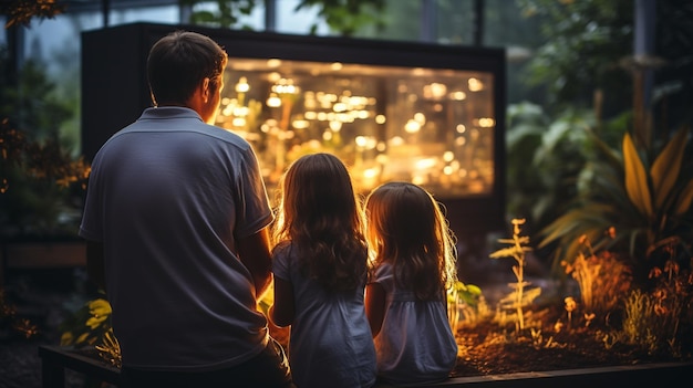 Família no quintal de casa