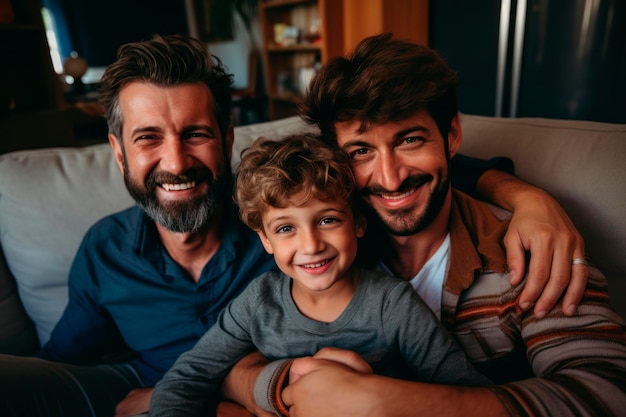 familia de padres homosexuales con su hijo