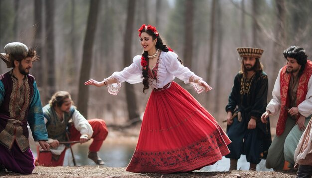 una familia participando en juegos y deportes tradicionales de Nowruz