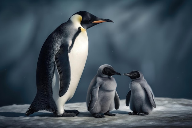 Familia de pingüinos generada por IA