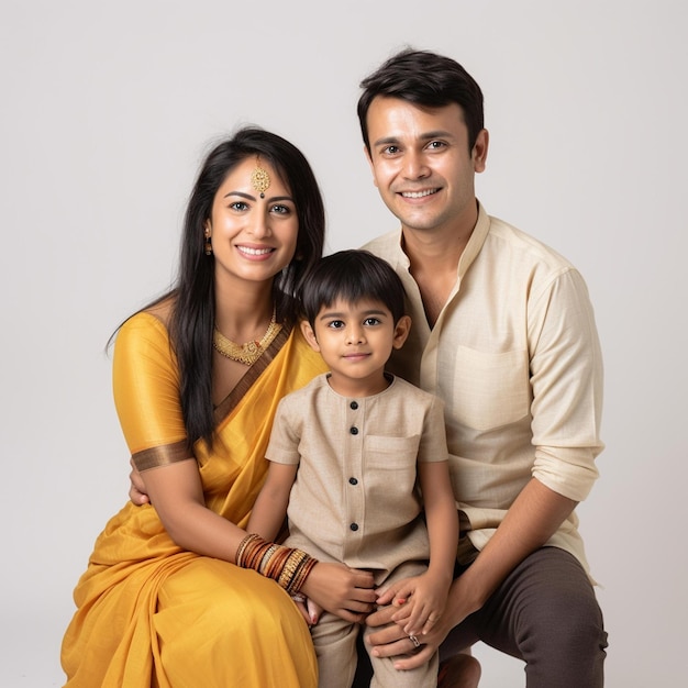 Familia posando para un retrato en un estudio