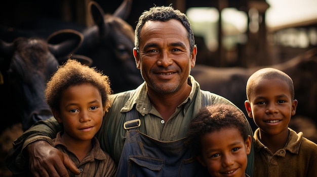 Una familia que enseña a sus hijos las tradiciones