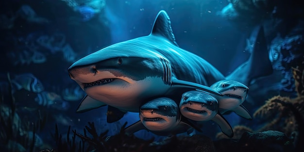 familia de tiburones ai generativa