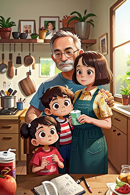 familia toma fotos juntos imagen cálida te amo fondo de pantalla fondo ilustración