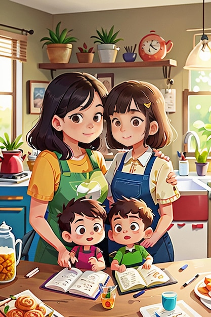 familia toma fotos juntos imagen cálida te amo fondo de pantalla fondo ilustración