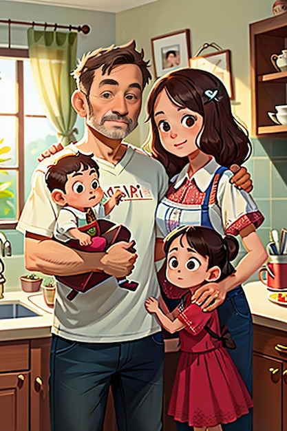 familia toma fotos juntos imagen cálida te amo fondo de pantalla fondo ilustración