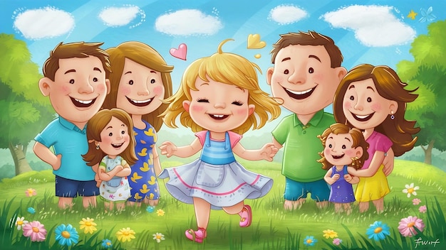 Familia verano chica dulce al aire libre