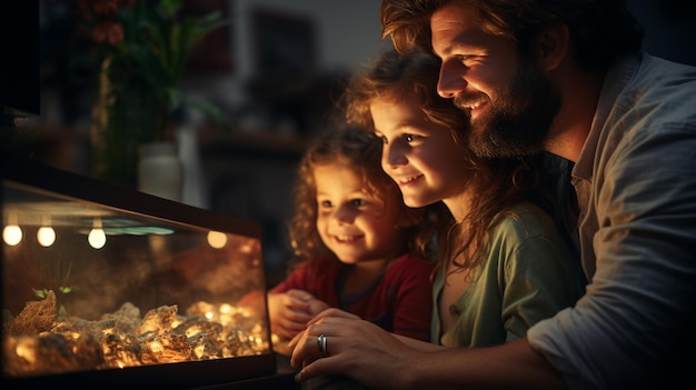 familia viendo televisión juntos