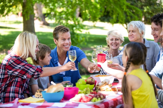 Familiares y amigos de picnic