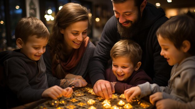 Foto familias anfitrionas de un juego temático del ramadán