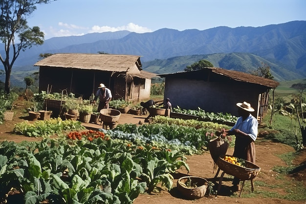 Famílias colombianas lactam fazenda tentilhão Família de casais colombianos