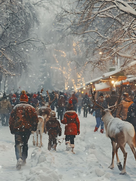 Famílias desfrutando de um desfile de Papai Noel na Suécia com o vizinho do Papai Noel