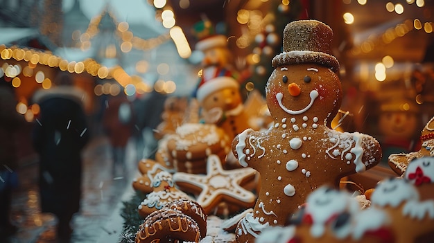 Familias disfrutando de un tradicional mercado navideño en Alemania Vecinos de vacaciones Fondo creativo jpg