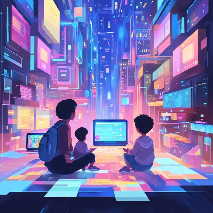 Foto familias que hacen cápsulas del tiempo digitales a sketch ima generative ai