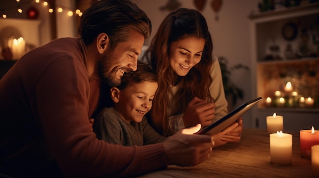 familias y sus hijos que usan tabletas digitales en casa consejos de seguridad en el hogar cuando compran en línea