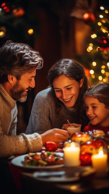 Familie bei einem festlichen Feiertagsessen