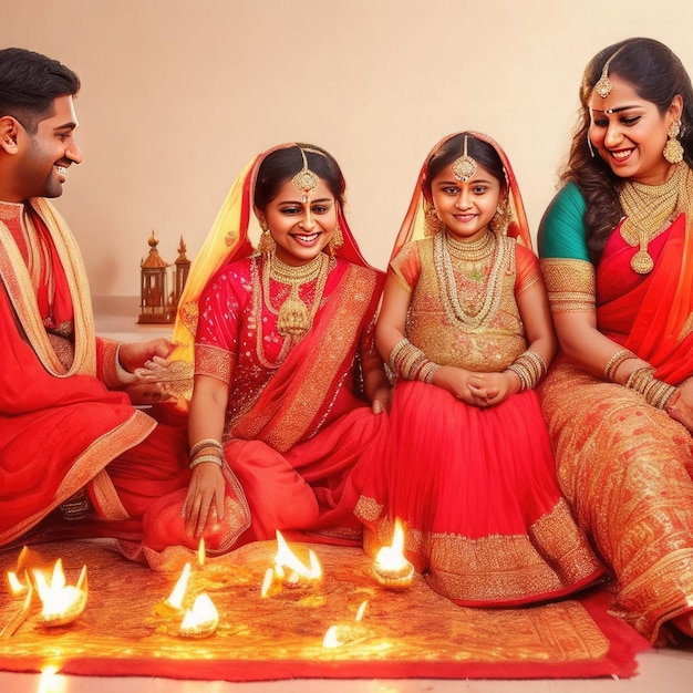 Familie Diwali feiert stockbild