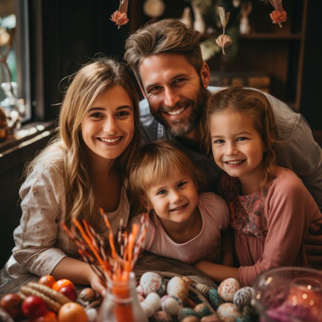 Familie feiert Ostern ai generiert.