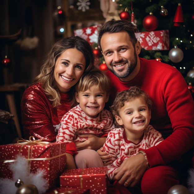 Familie feiert Weihnachten