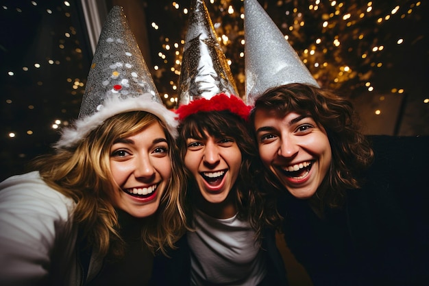 Familie genießt Weihnachten zu Hause