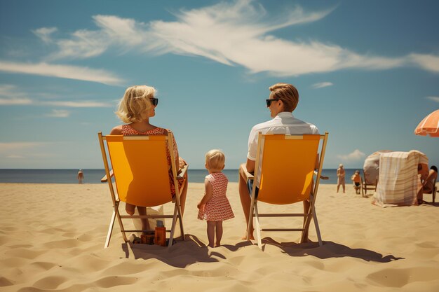 Foto familien-ferienaktivitäten am strand generative ki