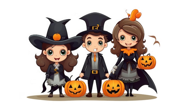 Familien-Halloween-Party im Cartoon-Stil