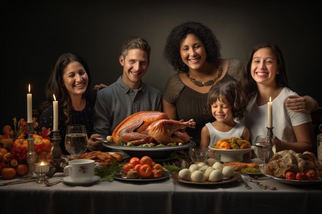 Foto familien im ganzen land kommen zusammen, um thanksgiving zu feiern.