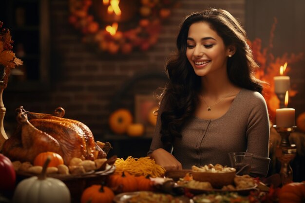 Foto familien im ganzen land kommen zusammen, um thanksgiving zu feiern.