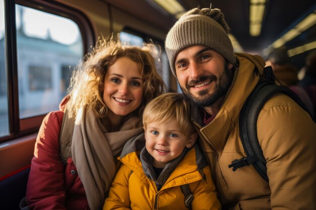 Familien mit Kindern genießen Zugreisen