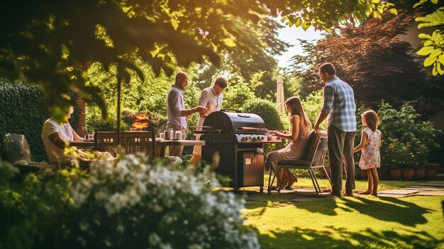 Familien-Piknik mit Garten